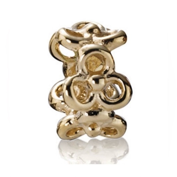 New Set of 3: 1 Pandora Gold Pearl Heart and 2 Spacers Charms 14k Retired - Picture 3 of 4